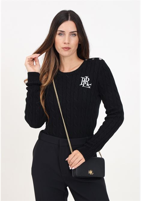 Black crew-neck sweater for women with LRL logo embroidery LAUREN RALPH LAUREN | 200932223001BLACK